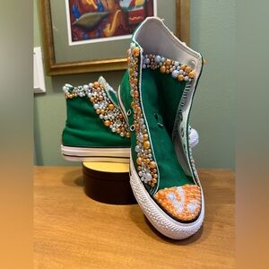 Converse Green and Orange Beaded High-Tops